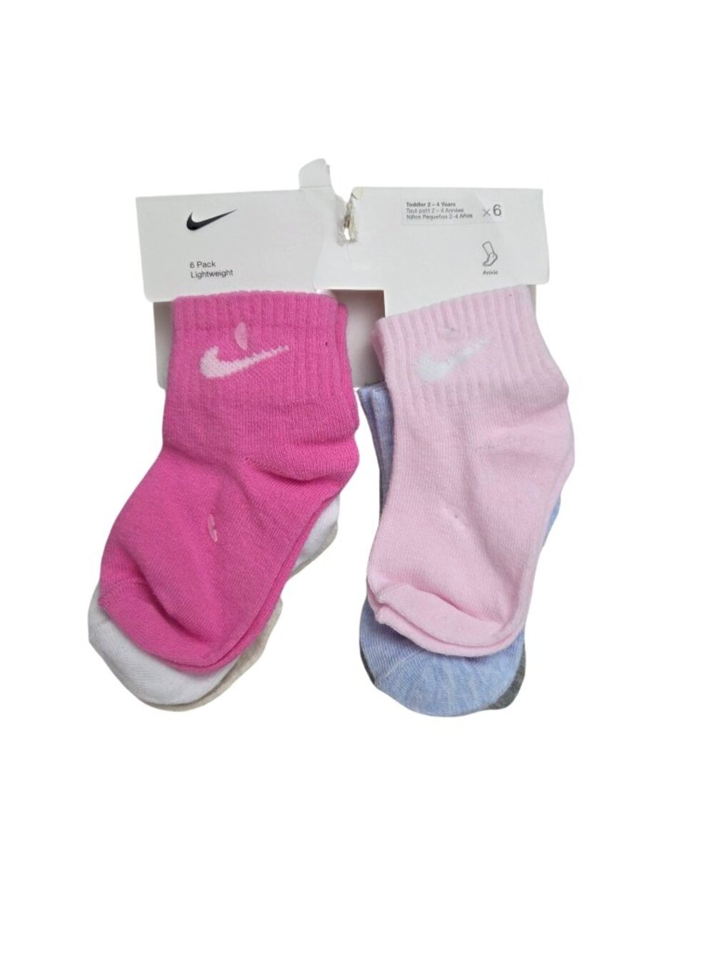 Nike Toddler Lightweight 6-Pack Ankle Socks Multicolor 2-4 Years 4505